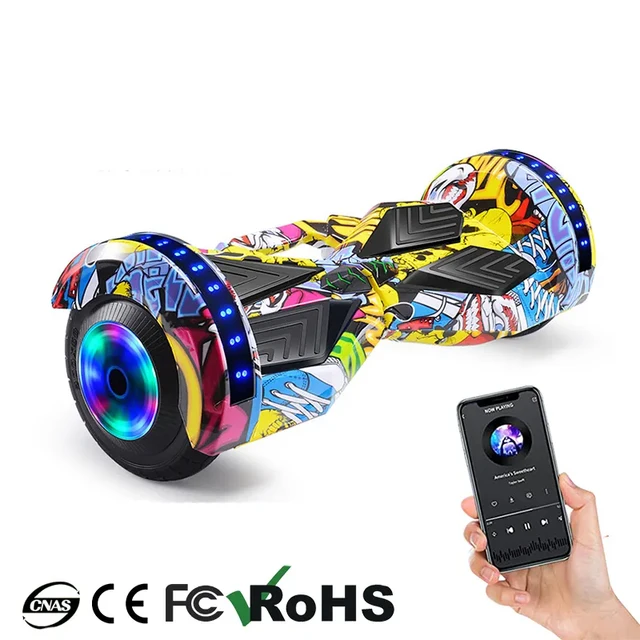 SELF BALANCING ELECTRIC HOVERBOARD WITH BLUETOOTH AND LED LIGHTS STURDY AND DURABLE 8 INCH HOVERBOARD