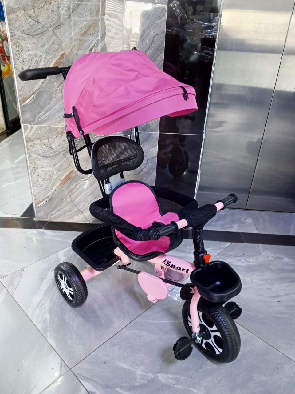 children kids tricycle with umbrela and push handle