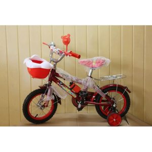 size 12 kids adjustable bike with training wheels,a carrier and a front basket Age 2 to 5 yrs