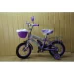 size 12 adjustable bike with side wheels and a front basket Age 2 to 5 yrs
