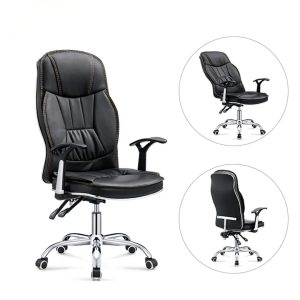 Executive High Back Office Chair – Ergonomic Leather Swivel Seat with Armrests