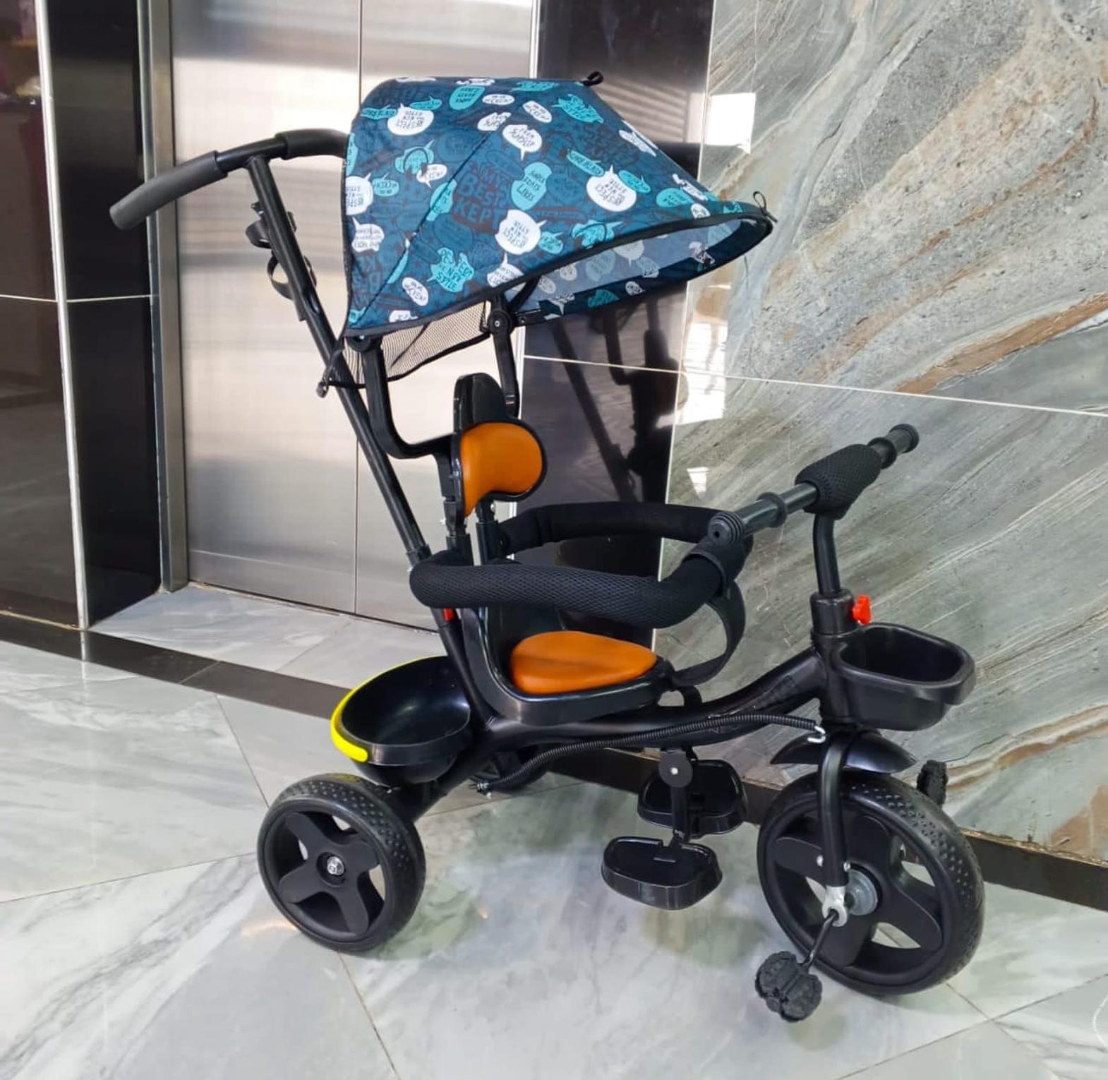 Kids tricycles with a push handle and an umbrella Age 0 to 4 yrs