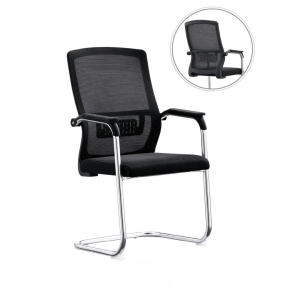Visitor Conference Waiting Guest Leather Chair, Comfortable And Breathable, Black