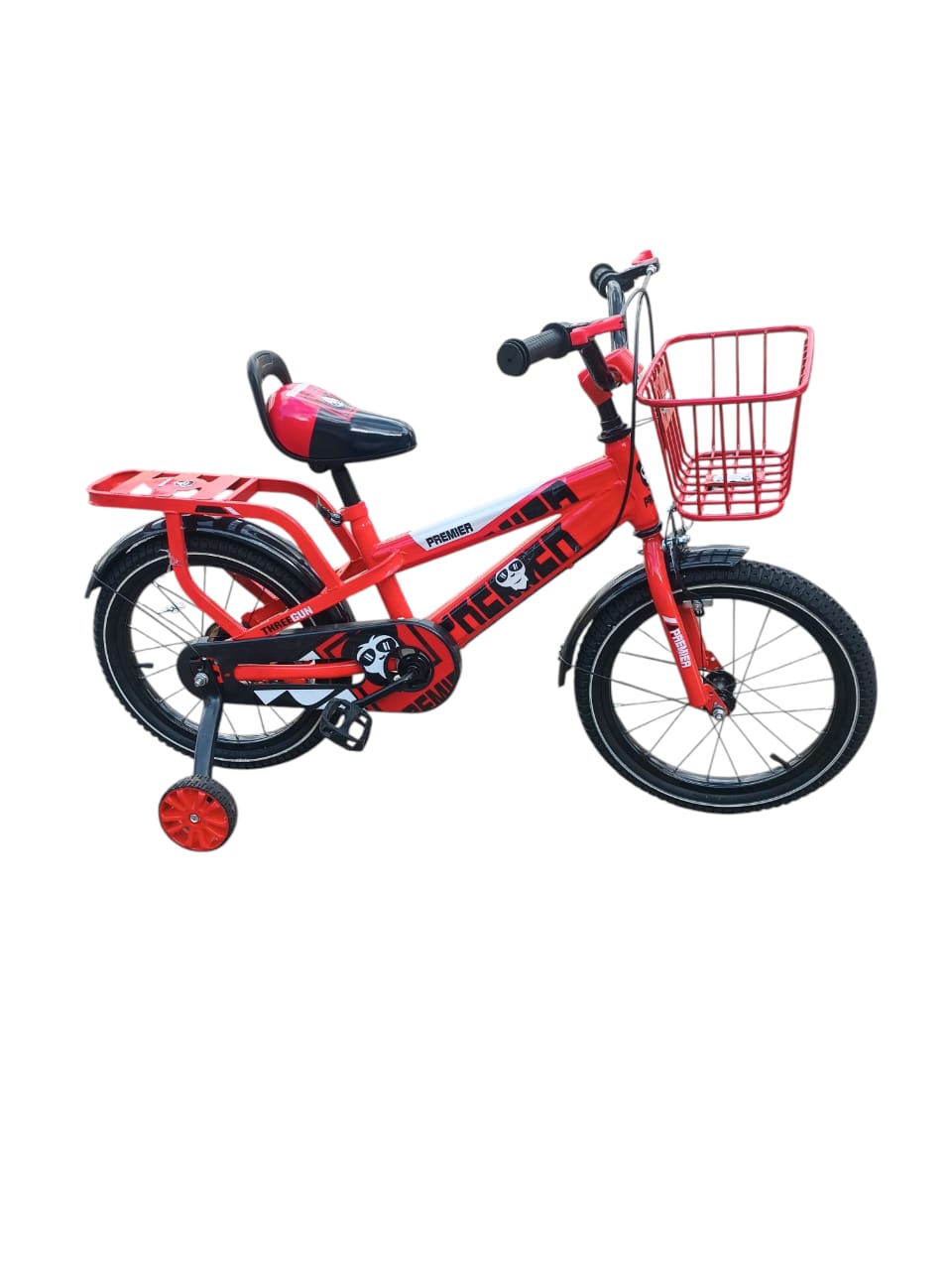 size 16 kids adjustable bike with a metallic front basket and a heavy duty carrier Age 4 to 8 yrs