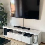 3 drawer tv stand with open space for woofer