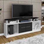 2 drawer tv stand with two open drawers